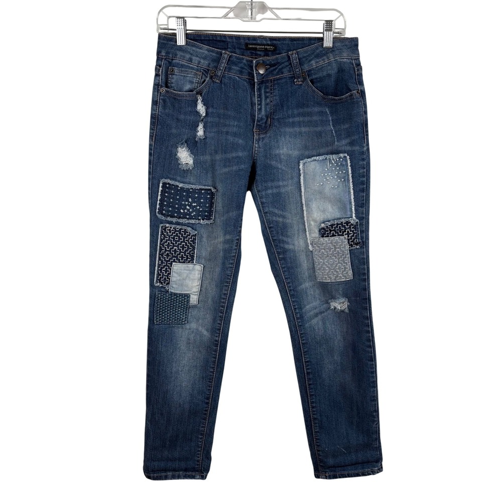 Twentyone Black By‎ Rue21 Patchwork Jeans Junior's 5/6 Distressed Slim Stretch